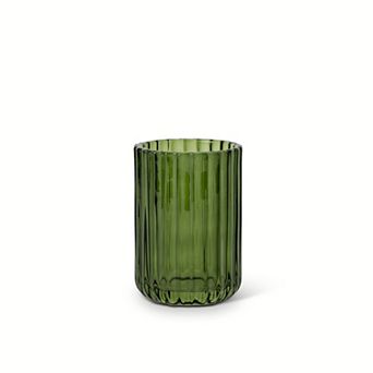 MAISON DE BASE Green Ribbed Glass Tumbler