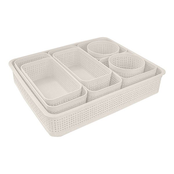 Belle Maison 9-Piece Desk Organizer Storage Bins Set - Linen