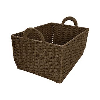 Belle Maison Woven Rectangular Storage Basket with Handles