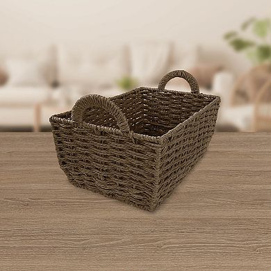 Belle Maison Woven Rectangular Storage Basket with Handles