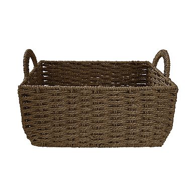 Belle Maison Woven Rectangular Storage Basket with Handles