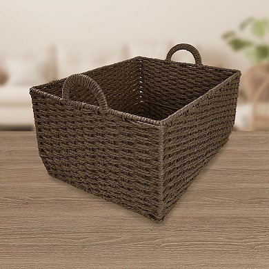 Belle Maison Woven Rectangular Storage Basket with Handles