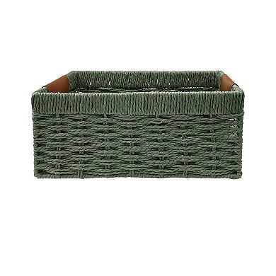 Belle Maison Green Woven Rectangular Storage Basket