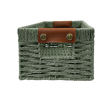 Belle Maison Green Woven Rectangular Storage Basket