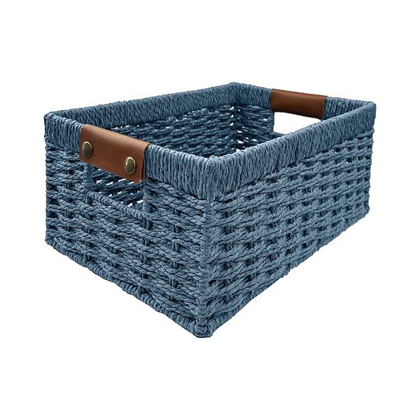 Belle Maison Blue Woven Rectangular Storage Basket - Blue