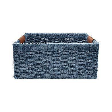 Belle Maison Blue Woven Rectangular Storage Basket