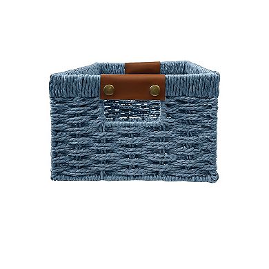 Belle Maison Blue Woven Rectangular Storage Basket