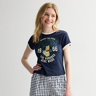 Juniors' Winnie the Pooh Graphic Ringer Tee