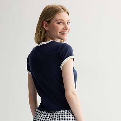 Juniors' Winnie the Pooh Graphic Ringer Tee
