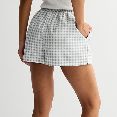 Juniors' Peanuts Snoopy Gingham Print Boxer Shorts