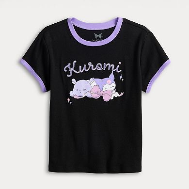 Juniors' Kuromi Graphic Ringer Tee