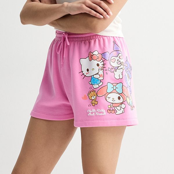 Juniors' Hello Kitty, My Melody, and Friends Graphic Fleece Shorts
