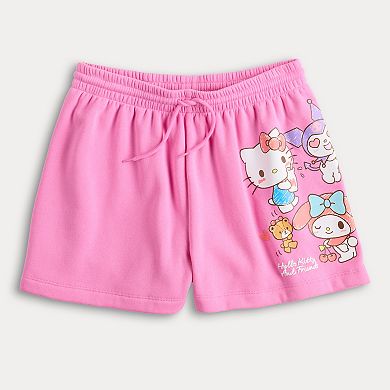 Juniors' Hello Kitty, My Melody, and Friends Graphic Fleece Shorts