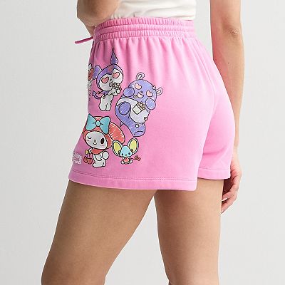 Juniors' Hello Kitty, My Melody, and Friends Graphic Fleece Shorts