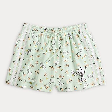Juniors' Peanuts Snoopy Floral Fleece Graphic Shorts