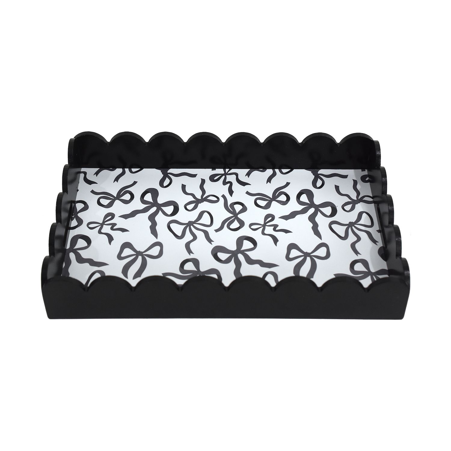 Black Scallop Tray Table Decor - Multi