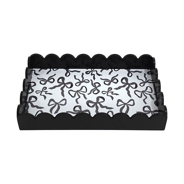 Black Scallop Tray Table Decor - Multi