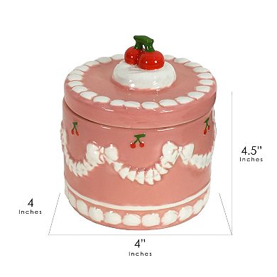 Cherry Cake Ceramic Storage with Lid Table Decor