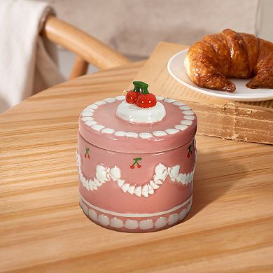 Cherry Cake Ceramic Storage with Lid Table Decor