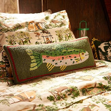 Makers Collective Camp Wandawega Trout Hooked Wool Throw Pillow