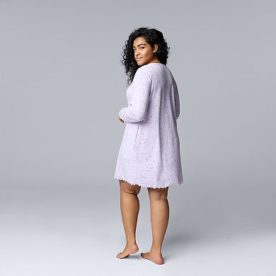 Plus Size Simply Vera Vera Wang Pointelle Long Sleeve Sleepshirt
