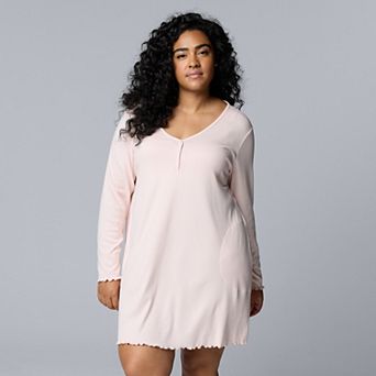 Plus Size Simply Vera Vera Wang Pointelle Long Sleeve Sleepshirt