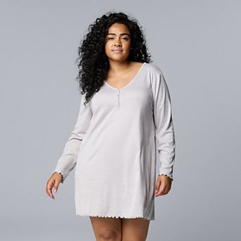 Plus Size Simply Vera Vera Wang Pointelle Long Sleeve Sleepshirt