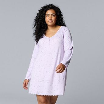 Plus Size Simply Vera Vera Wang Pointelle Long Sleeve Sleepshirt