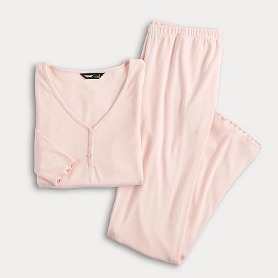 Women's Simply Vera Vera Wang Pointelle Pajama Top & Pajama Bottoms Set