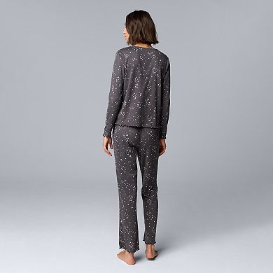 Women's Simply Vera Vera Wang Pointelle Pajama Top & Pajama Bottoms Set