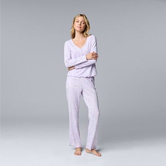 Women's Simply Vera Vera Wang Pointelle Pajama Top & Pajama Bottoms Set