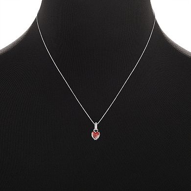 PRIMROSE Sterling Silver Red Cubic Zirconia Heart Pendant Necklace