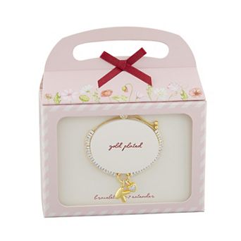 Brilliance Silver Plated Cubic Zirconia Heart Charm & Bubble Initial Charm Bracelet