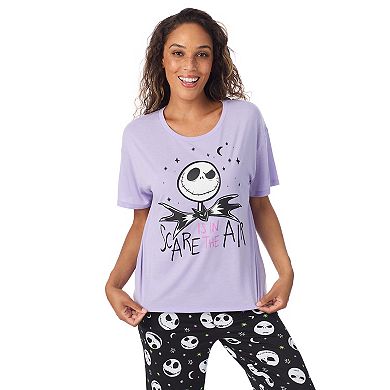 Disney's The Nightmare Before Christmas Women's Jack Skellington Boxy Pajama Top & Pajama Pants Set