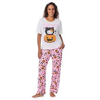 Women's Hello Kitty Pumpkin Boxy Pajama Top & Pajama Pants Set