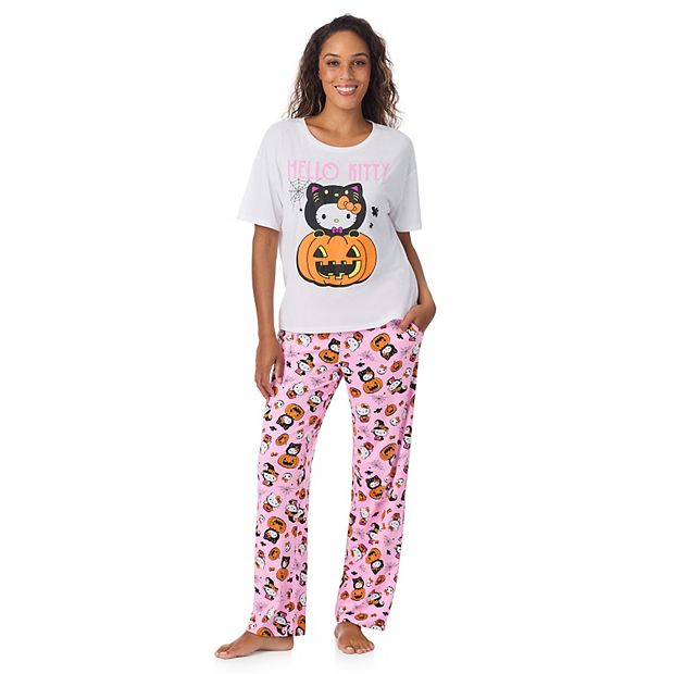 Women's Hello Kitty Pumpkin Boxy Pajama Top & Pajama Pants Set