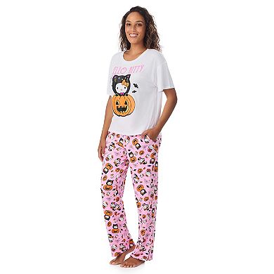 Women's Hello Kitty Pumpkin Boxy Pajama Top & Pajama Pants Set
