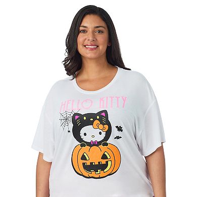 Plus Size Hello Kitty Pumpkin Boxy Pajama Top & Pajama Pants Set