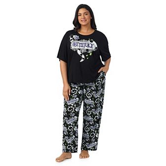 Plus Size Beetlejuice Boxy Pajama Top & Pajama Pants Set