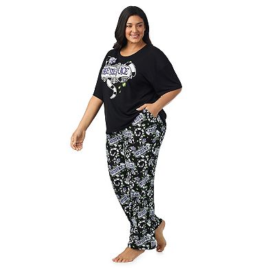 Plus Size Beetlejuice Boxy Pajama Top & Pajama Pants Set