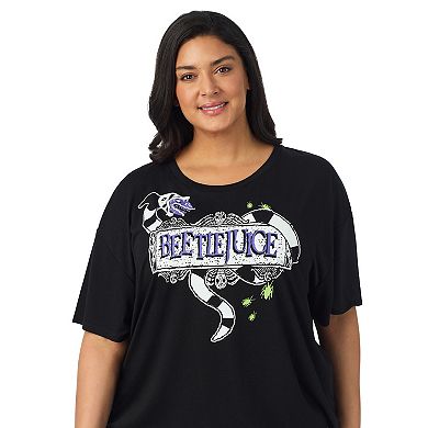 Plus Size Beetlejuice Boxy Pajama Top & Pajama Pants Set