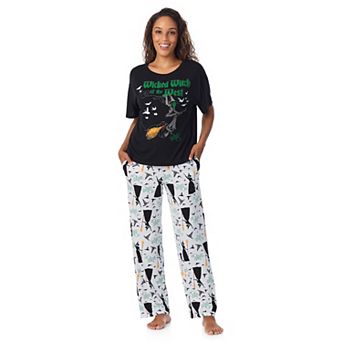 Women's Wizard of Oz Boxy Wicked Witch Pajama Top & Open Leg Pajama Pants Set