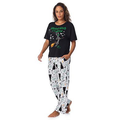 Women's Wizard of Oz Boxy Wicked Witch Pajama Top & Open Leg Pajama Pants Set