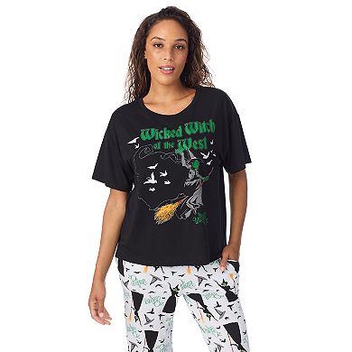 Women's Wizard of Oz Boxy Wicked Witch Pajama Top & Open Leg Pajama Pants Set