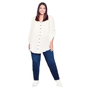 Avenue Women's Plus Size Petite Butter Denim Straight Leg Jean