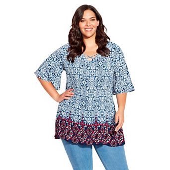 Avenue Women's Plus Size Fairville Pleated Tunic