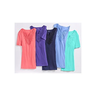 Catherines Women's Plus Size Easy Fit Embroidered Notch-Neck Tunic