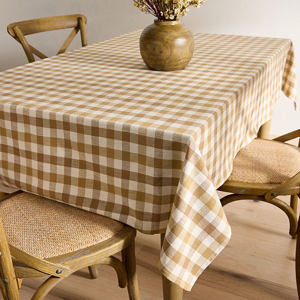Mingle & Co. Gingham Tablecloth - Tan (70" ROUND)