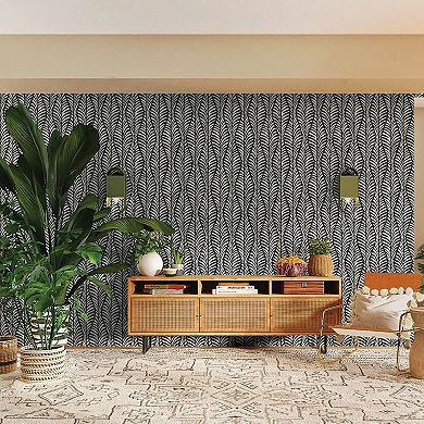 Tempaper Block Print Leaves Peel and Stick Wallpaper