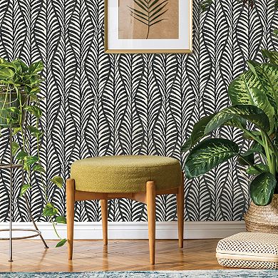Tempaper Block Print Leaves Peel and Stick Wallpaper